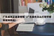 广东麻将正面录视频（广东麻将怎么打初学规则视频教程）